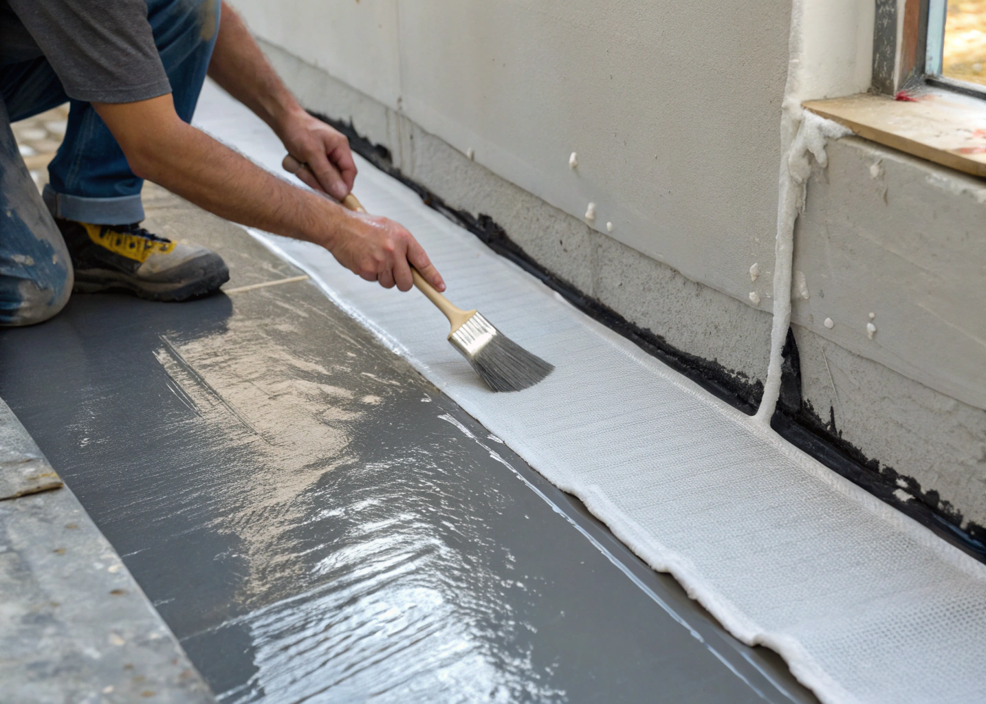 Waterproofing membrane collar detail around floor waste penetration Wollongong bathroom